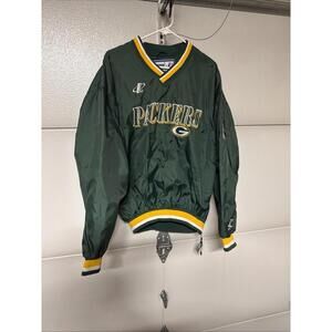 Vintage Logo Athletic Green Bay Packers‎ Windbreaker-Size Large-Green-NFL-EUC